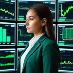 A confident, professional woman in a modest business suit, looking intently at multiple large screens displaying abstract data visualizations related to cybersecurity and financial security. The setting is a futuristic, high-tech control room or secure data center with subtle ambient lighting. The screens show network diagrams, secure lock icons, and green metrics, symbolizing robust protection and transparency. perfect anatomy, correct proportions, natural pose, well-formed hands, proper finger count, natural body proportions, professional photography, high detail, high resolution, soft focus on background, fully clothed, modest clothing, appropriate attire, professional dress, safe for work, appropriate content, professional.