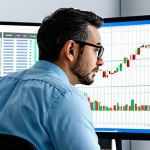 주식 투자 성공 사례 - **Image of Chart Analysis:** "A focused investor, glasses perched on nose, intensely studying a Japa...