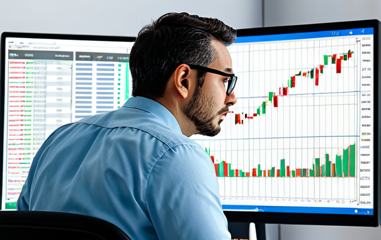 주식 투자 성공 사례 - **Image of Chart Analysis:** "A focused investor, glasses perched on nose, intensely studying a Japa...