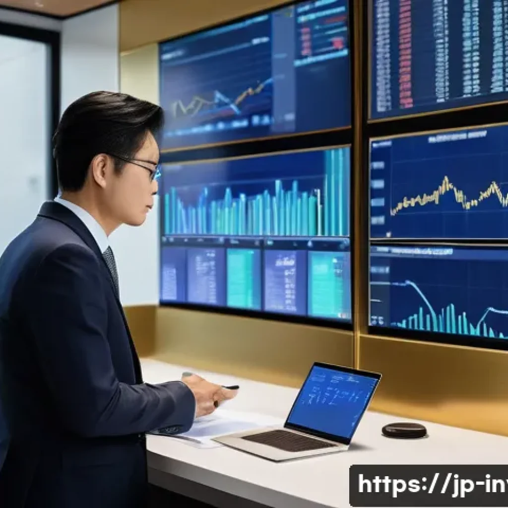 원자재와 금 투자 대안 - A sophisticated financial advisor’s modern office scene, with a large digital screen displaying fluc...